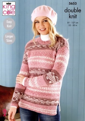 Knitting Pattern - King Cole 5653 - Fjord DK - Sweater & Tunic